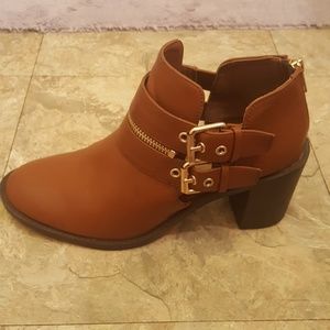 Brown Buckled Booties